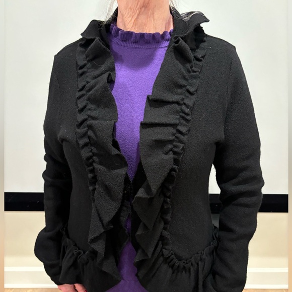 Black RuffleCardigan - Picture 2 of 9